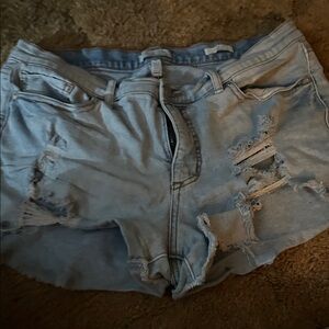 Sofia by Sofia Vergara Light Blue Distressed Jean Shorts